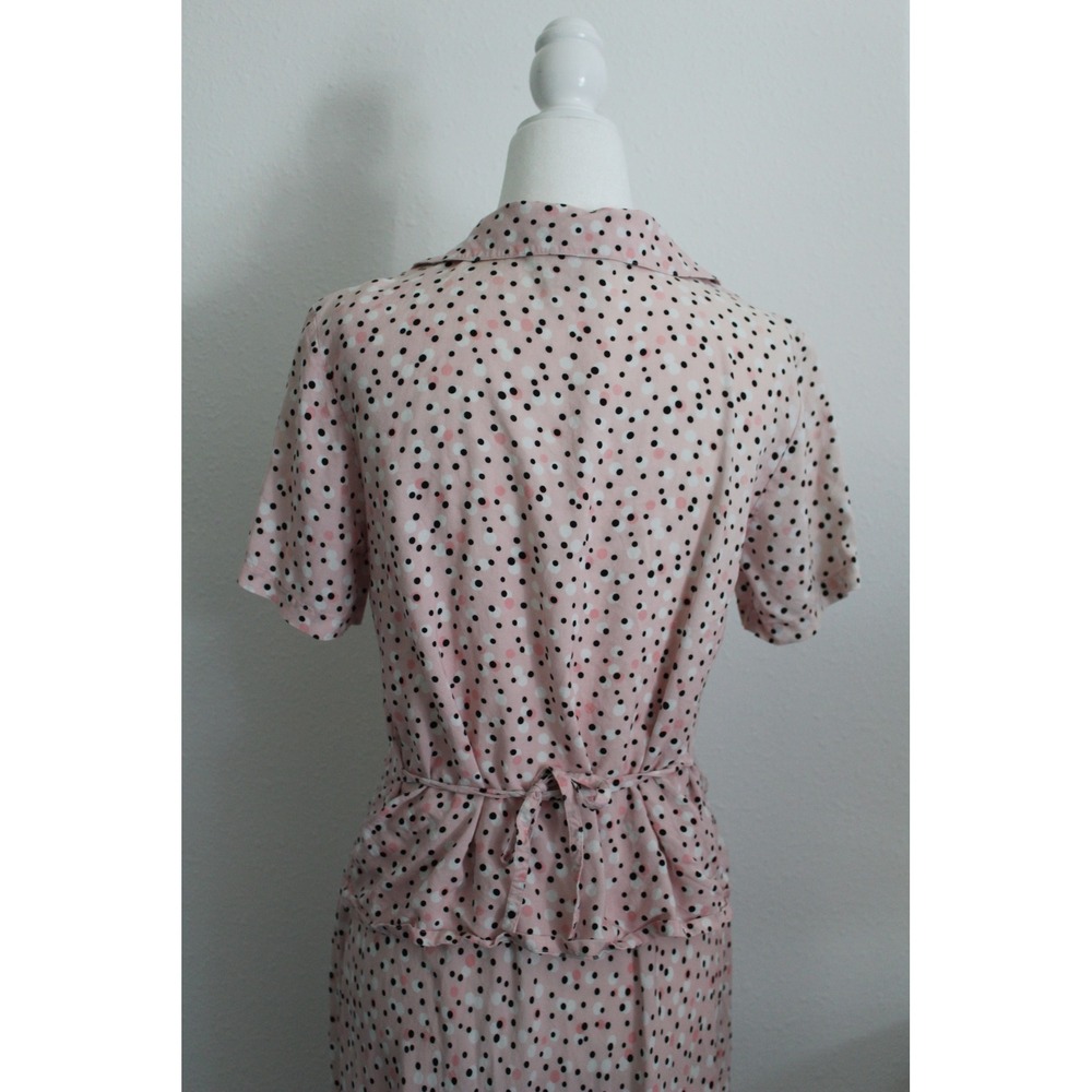 VTG Pink Polka Dot 2 Piece Set Button‎ Front Top & Maxi Skirt Women's Small - Picture 6 of 16